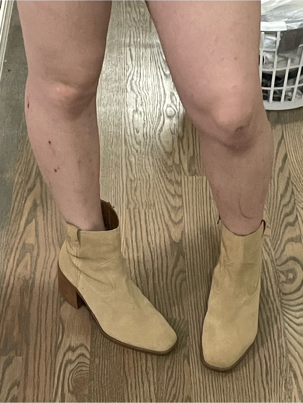 Zodiac Suede Ankle Booties in Light Tan